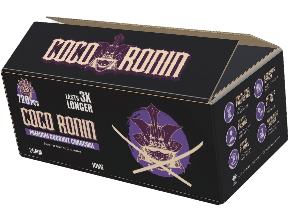 Coco Ronin 25MM coconut charcoal, case of 10 x 1KG