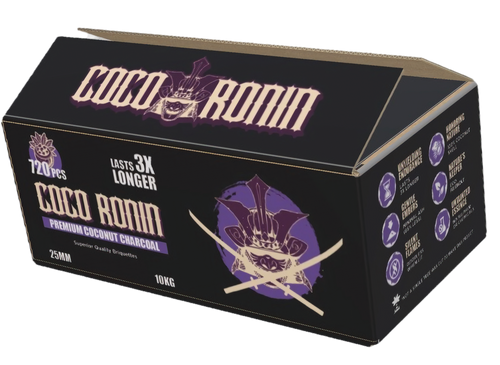 Coco Ronin 25MM coconut charcoal, case of 10 x 1KG