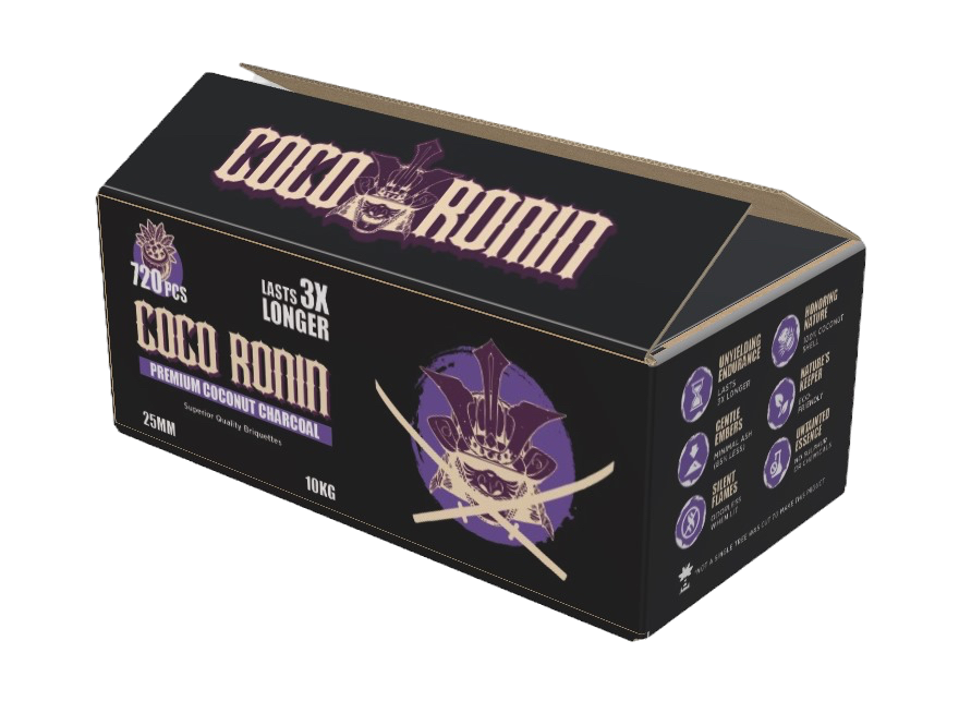 Coco Ronin case of ten 26mm coconut charcoal boxes